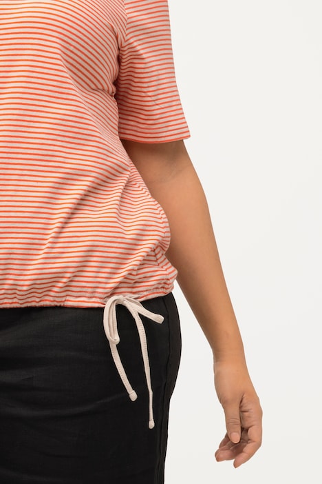 Ringelshirt, Herzausschnitt, Classic, Saumband, Halbarm