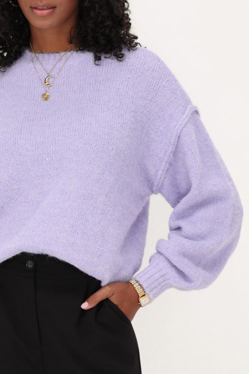 Lila oversized trui met ballon mouwen