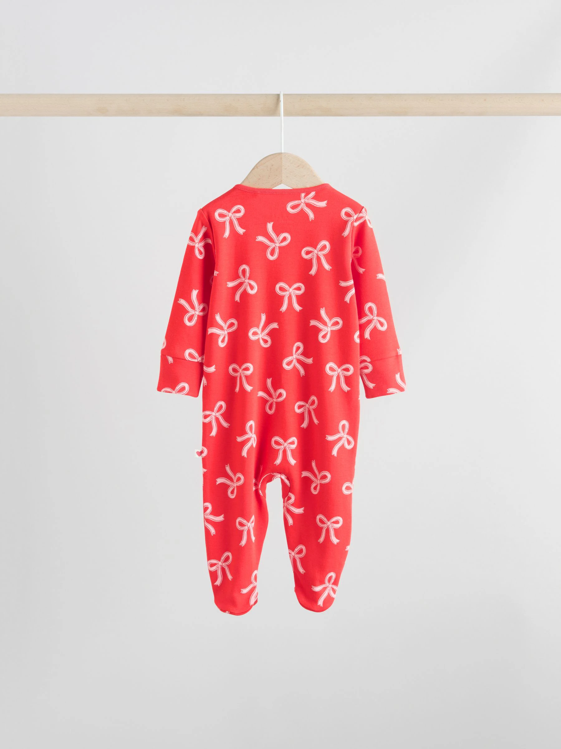Rode strik - Verpakking van 3 babypyjama's met tweewegrits (0-2jr)