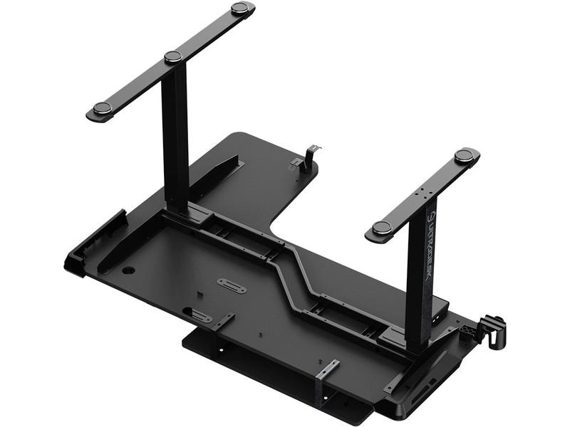 Ultradesk Gaming Tisch Winger Schwarz Moderner Gaming-Ecktisch für bis zu zwei Monitore