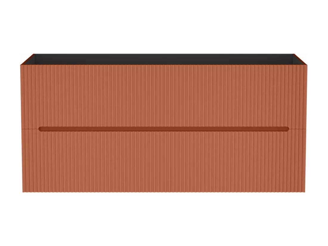 Meuble sous vasque suspendu strié terracotta - 120 cm - PAVANI