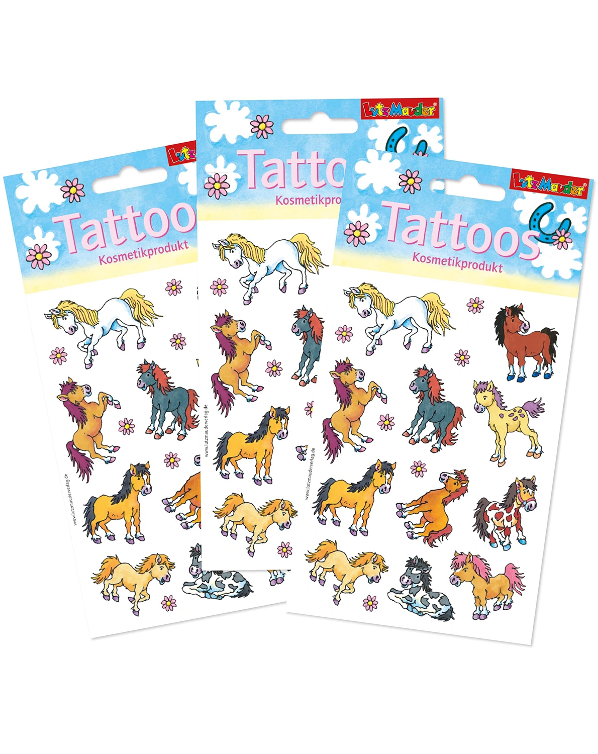 Klebetattoo-Bogen TAPIRELLA - PFERDE (A6) 3er Set
