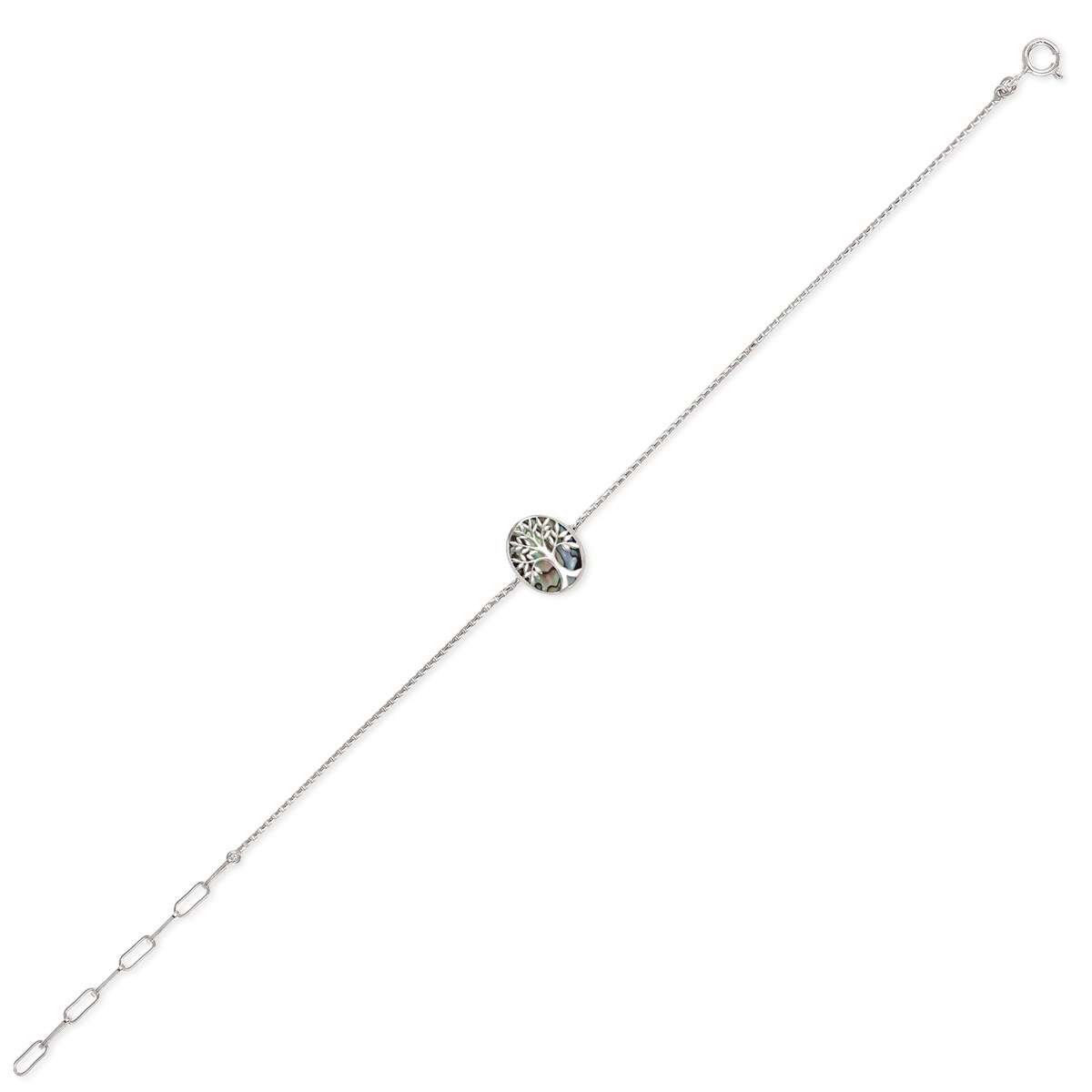 Bracelet ADEN réglable Nacre abalone Argent 925-000 Rhodié Ovale
