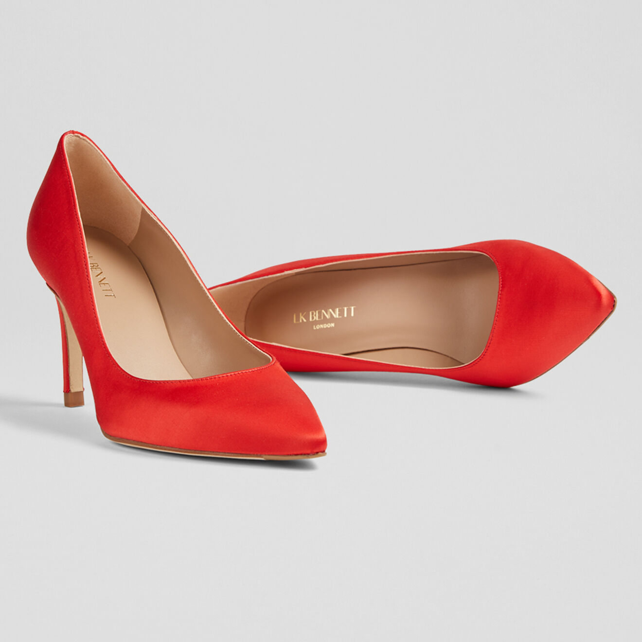 L.K. Bennett Escarpins en Satin Floret rouges - Talon 8,5 cm
