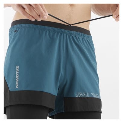 Short 2-en-1 Salomon Cross Bleu Noir Homme