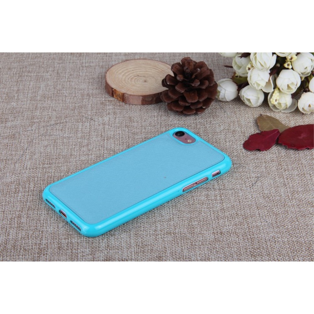 iPhone SE (2022/2020) / 8 / 7 Leder Tasche mit Kartenfächer   Magnetische Schutzhülle - Hellblau