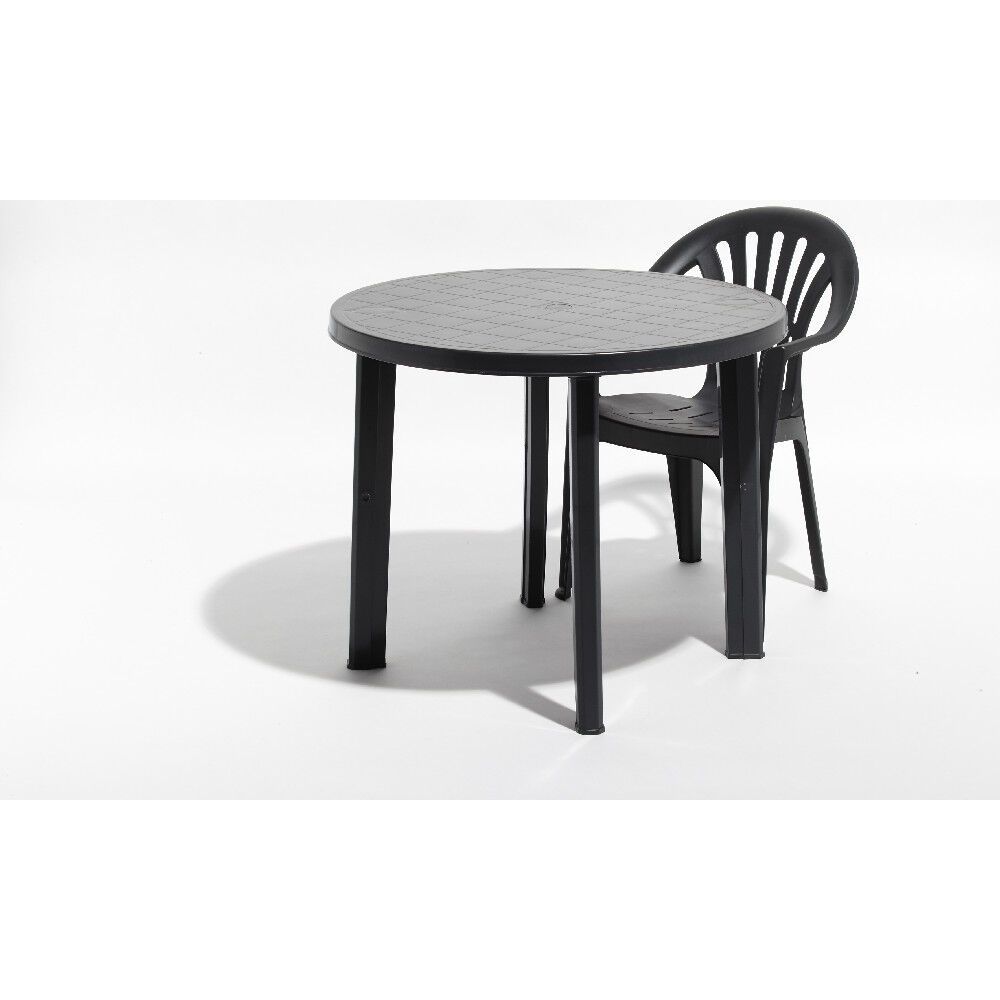 Table de jardin ronde 2 personnes gris anthracite