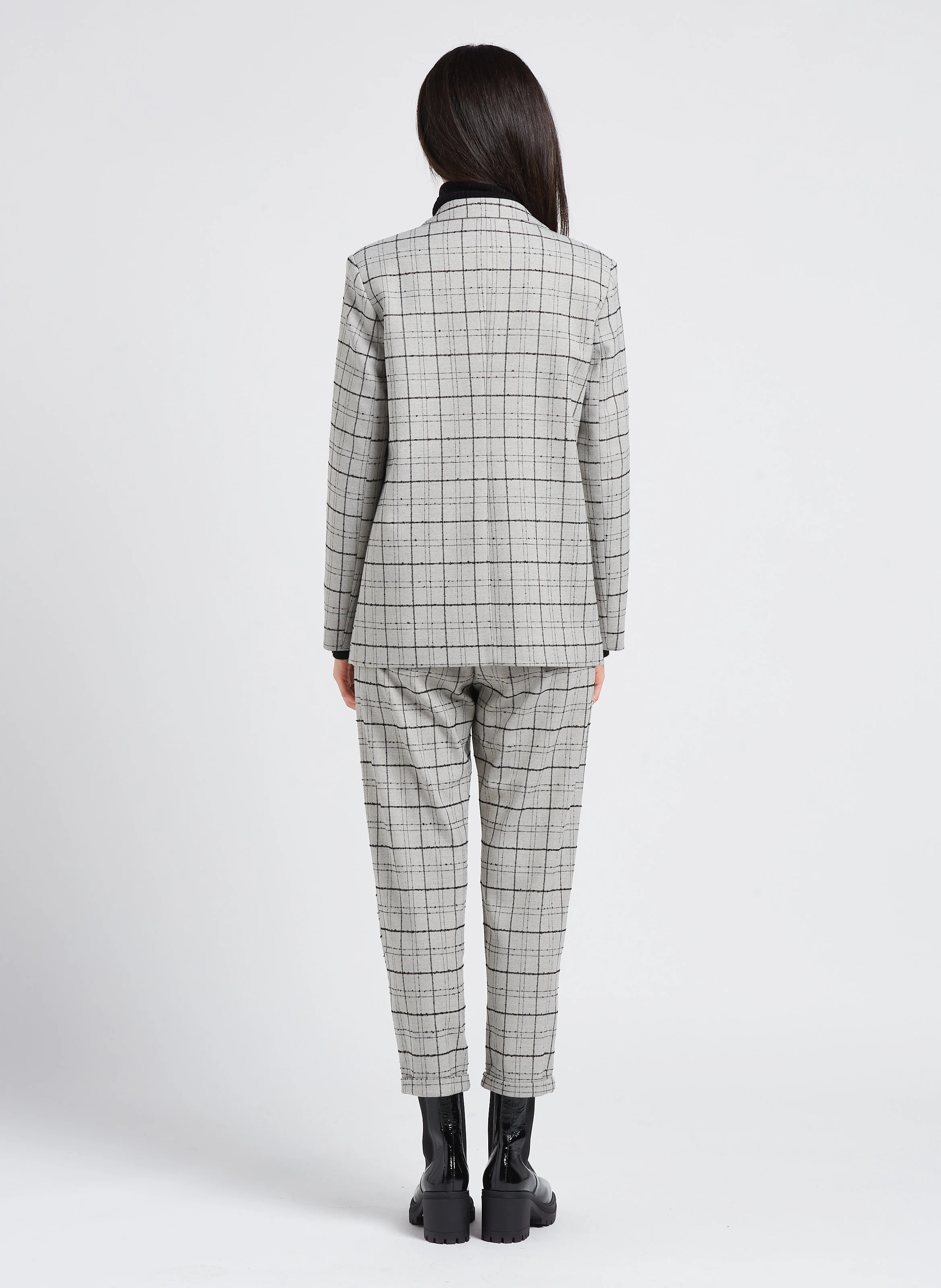 Pantalon chino motif Prince de Galles | Gris