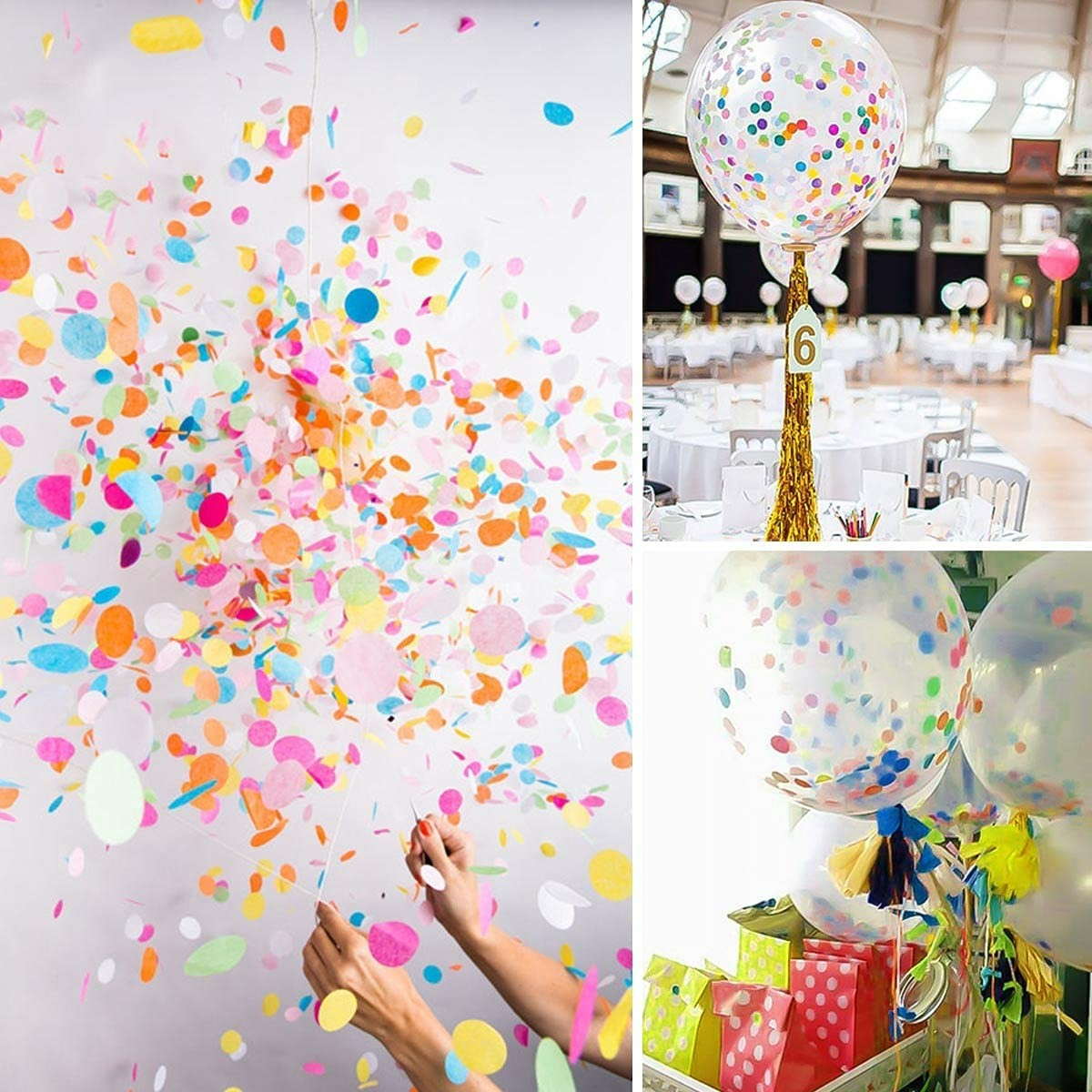 (12er Set) Ø30cm Party Deko Ballons Latex Luftballons mit Konfetti - Bunt / Transparent