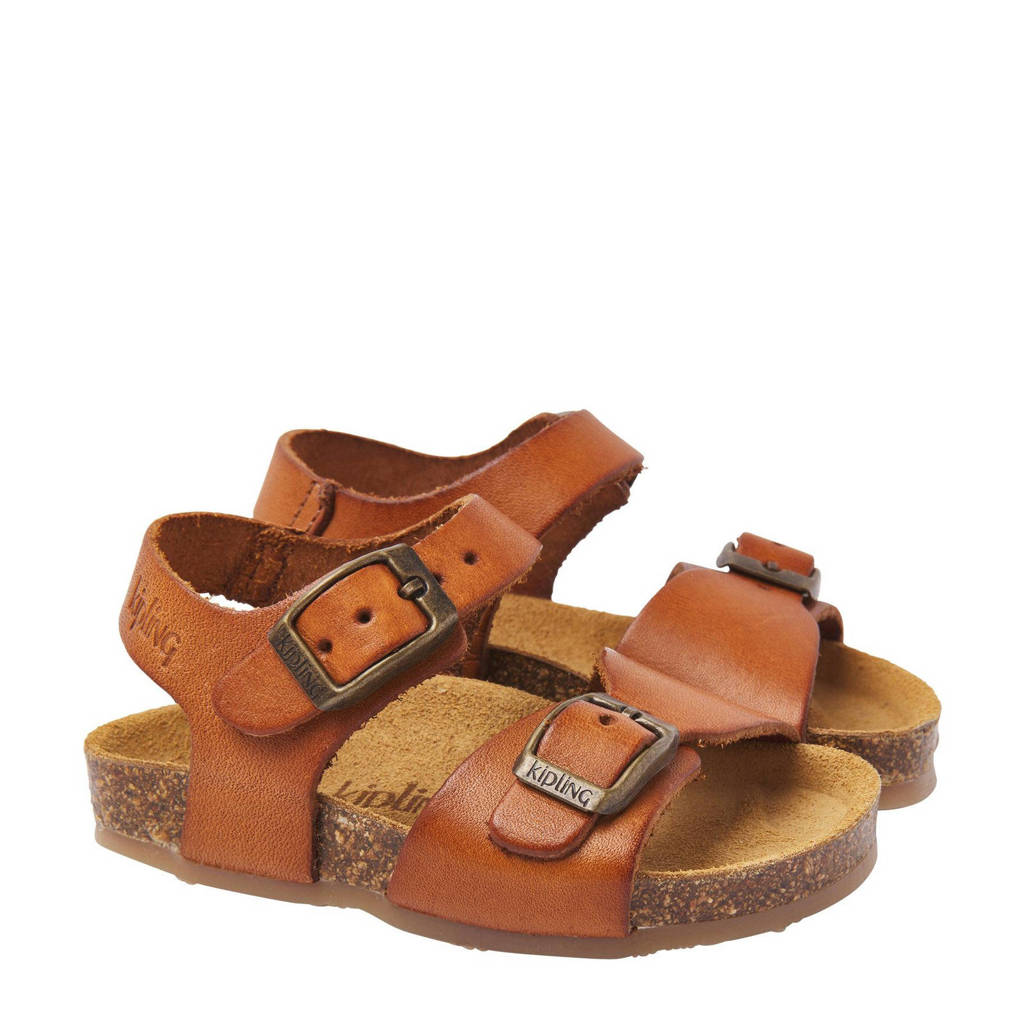 Kipling leren sandalen cognac
