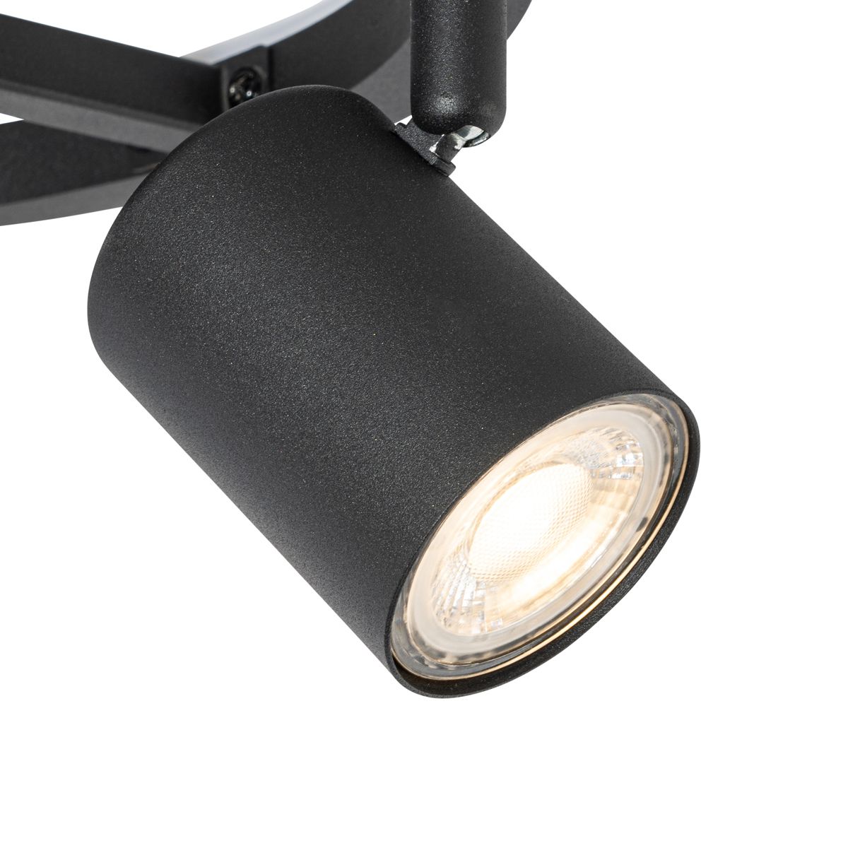Plafondspot zwart GU10 50mm 3-lichts rond incl. backlight - Back Up