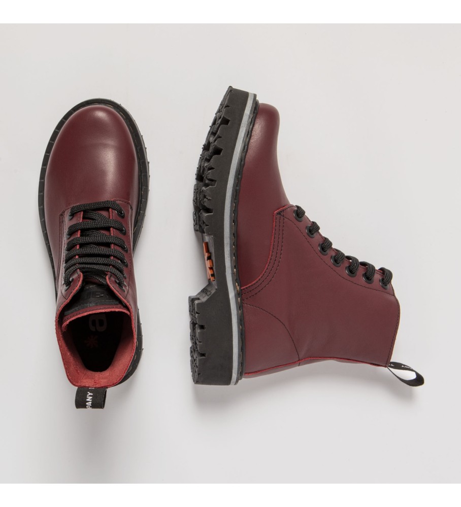 Botas de tornozelo em couro borgonha Art