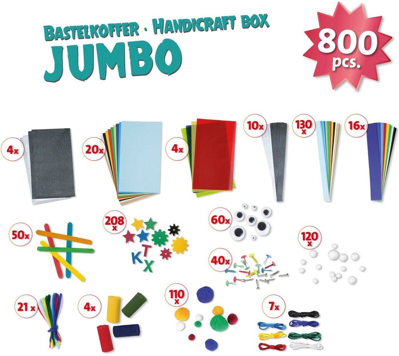 Lena Knutselset Jumbo Junior - 35,5cm - Karton Turquoise - 800-delig