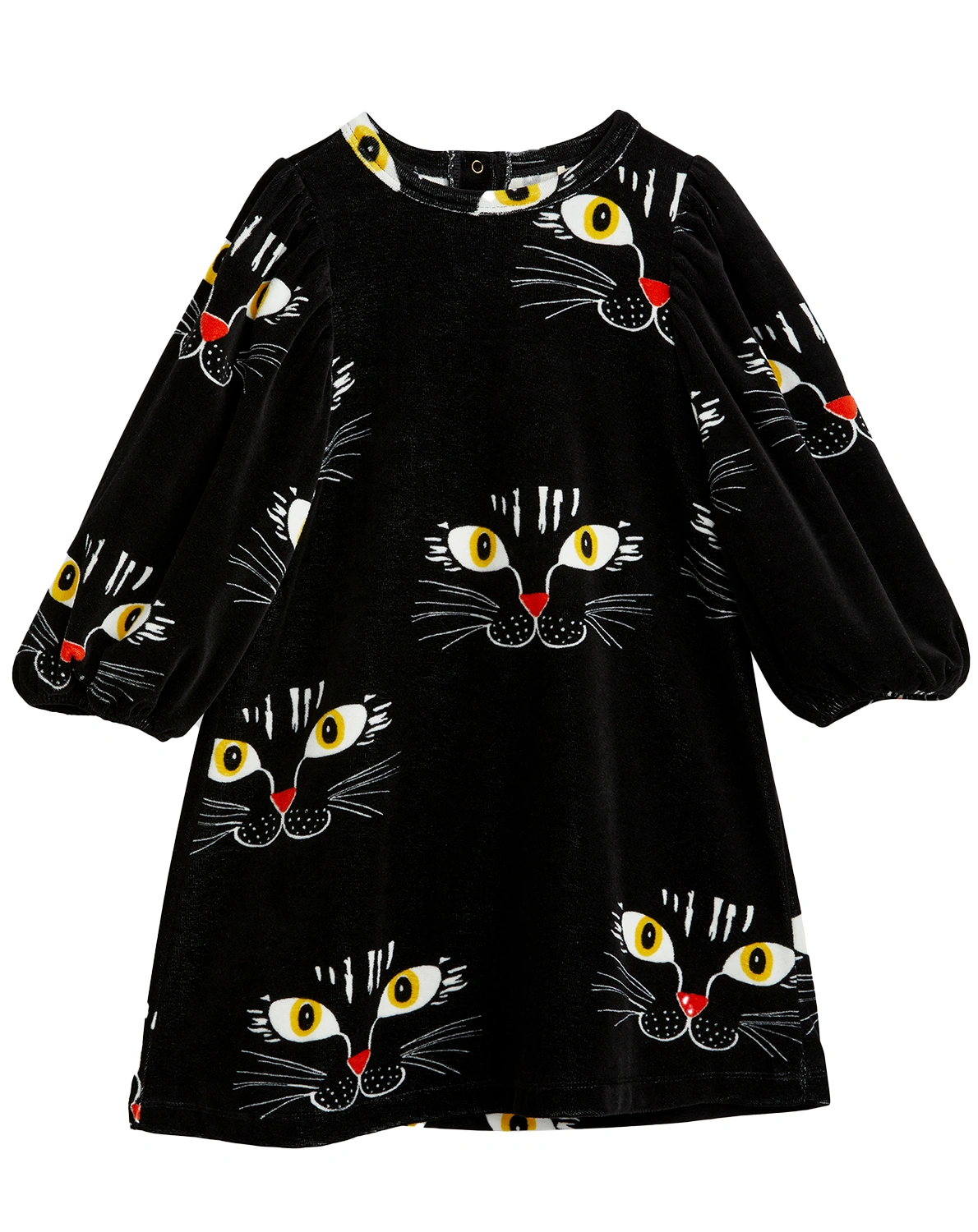Velourskleid CAT FACE AOP in black