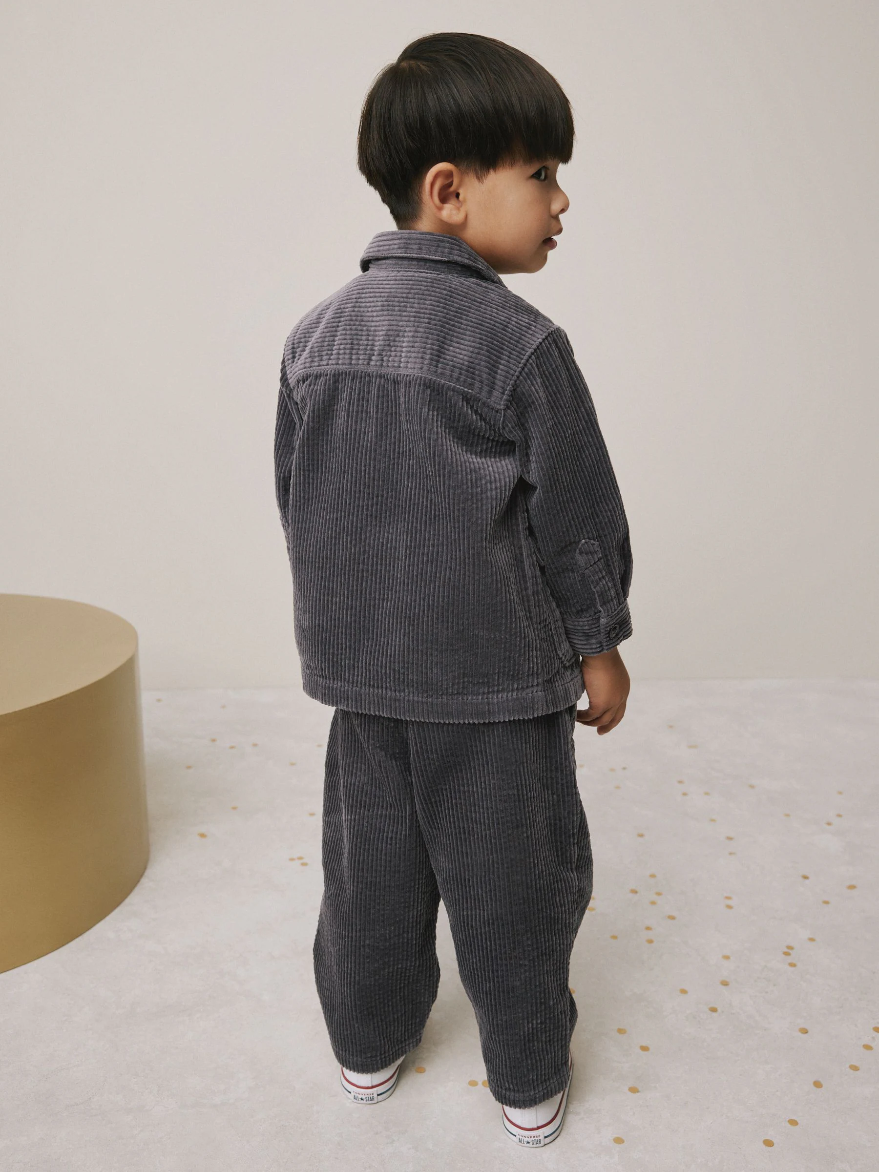 Antraciet - Set van T-shirt en Broeken van getextureerd corduroy Overshirt (3mnd-7jr)