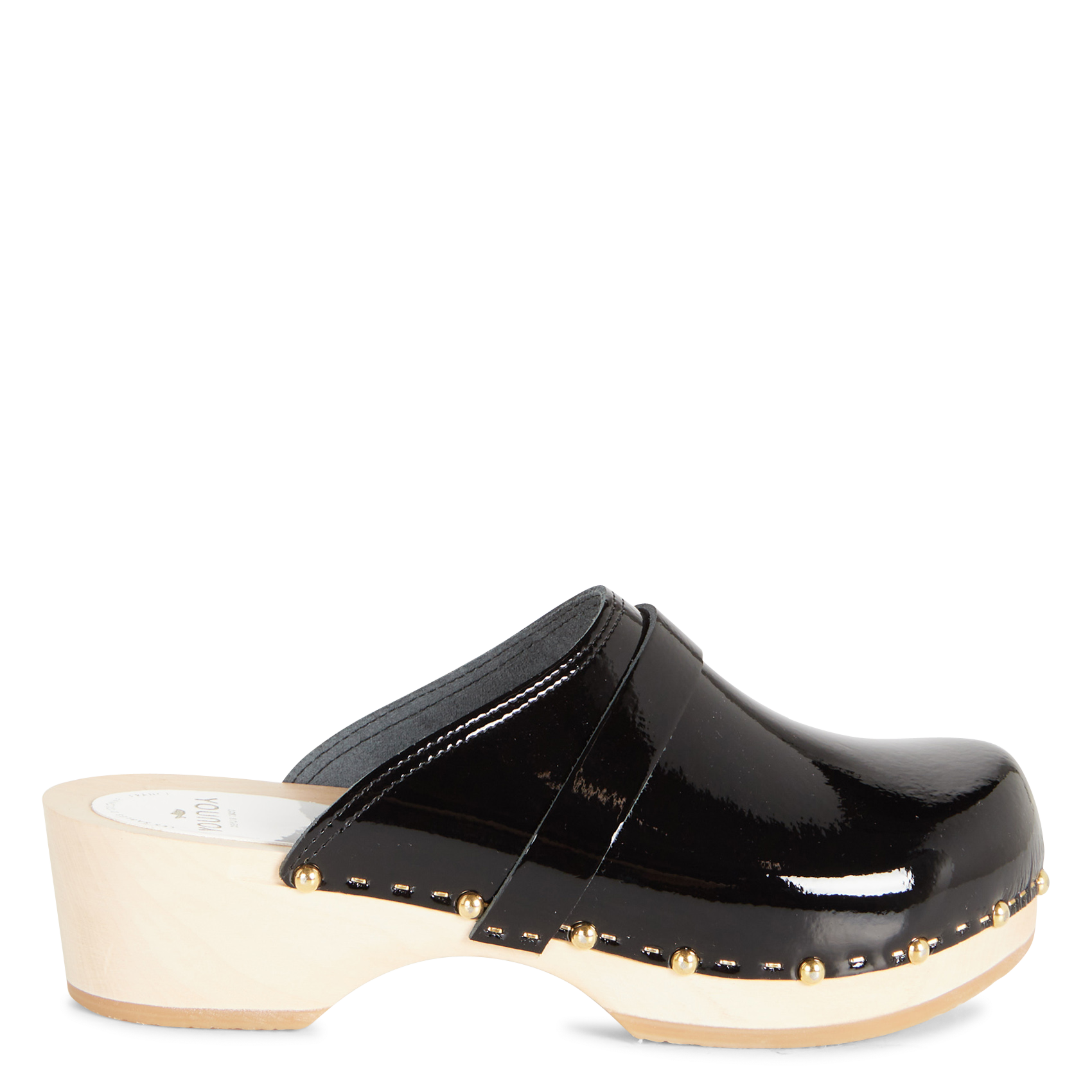 YREN ROCK - Sabots en cuir vernis| Noir