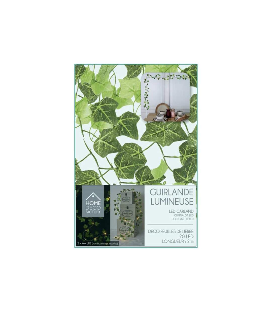 Paris Prix - Guirlande Lumineuse 20 Led feuille 200cm Vert