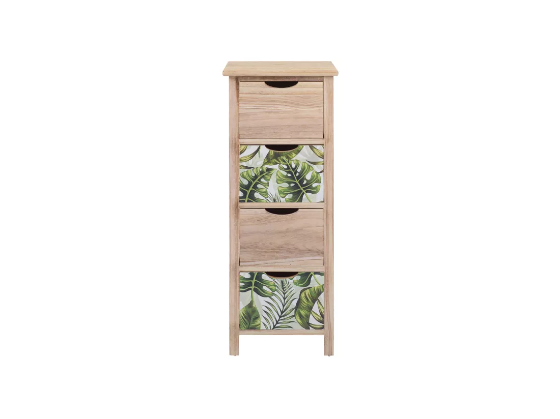 Chiffonnier Commode 4 Tiroirs Bois Marron Vert Moderne 84x34x27