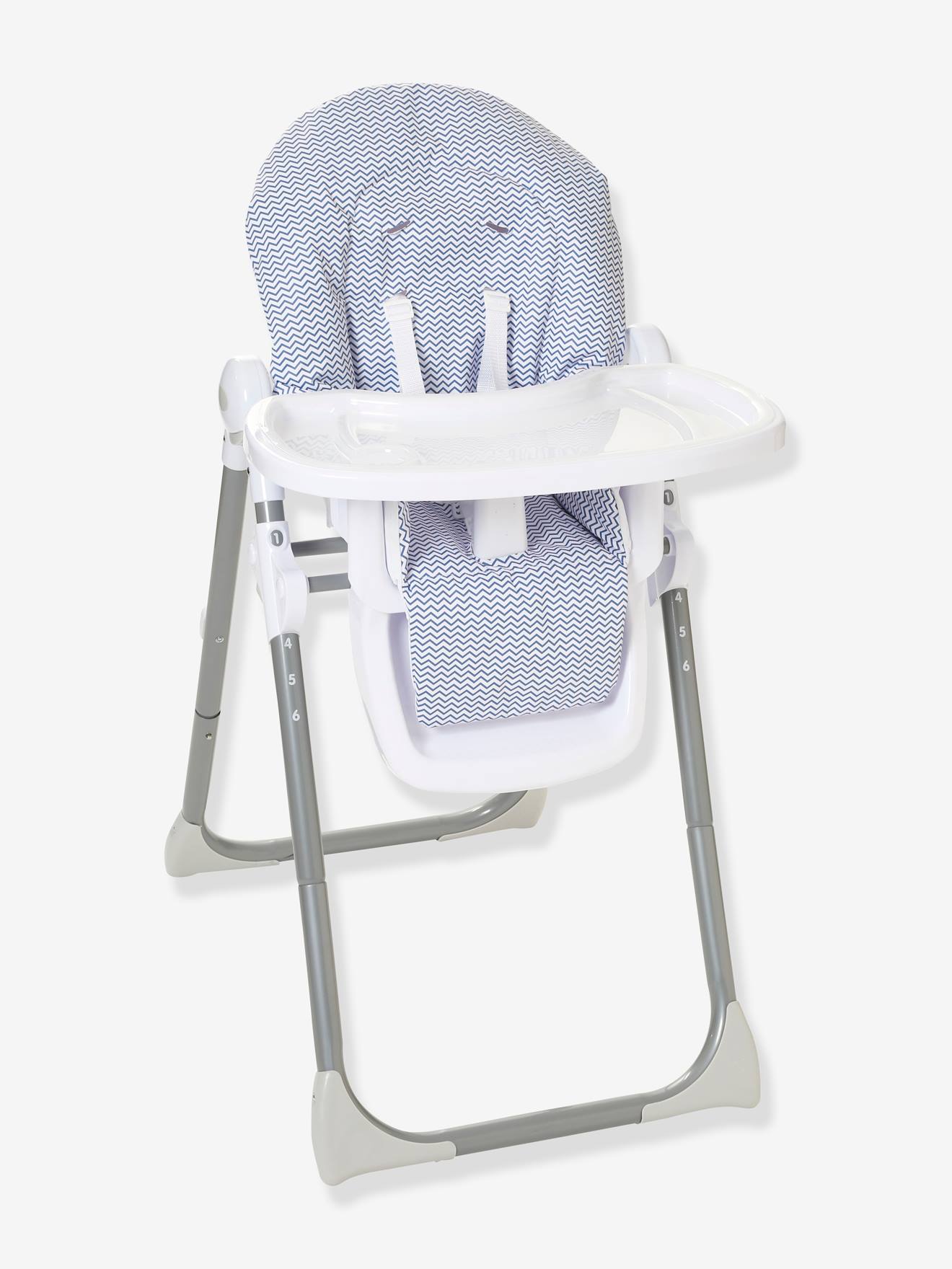 Cadeira alta EvoluSeat, cinza médio com estampa.