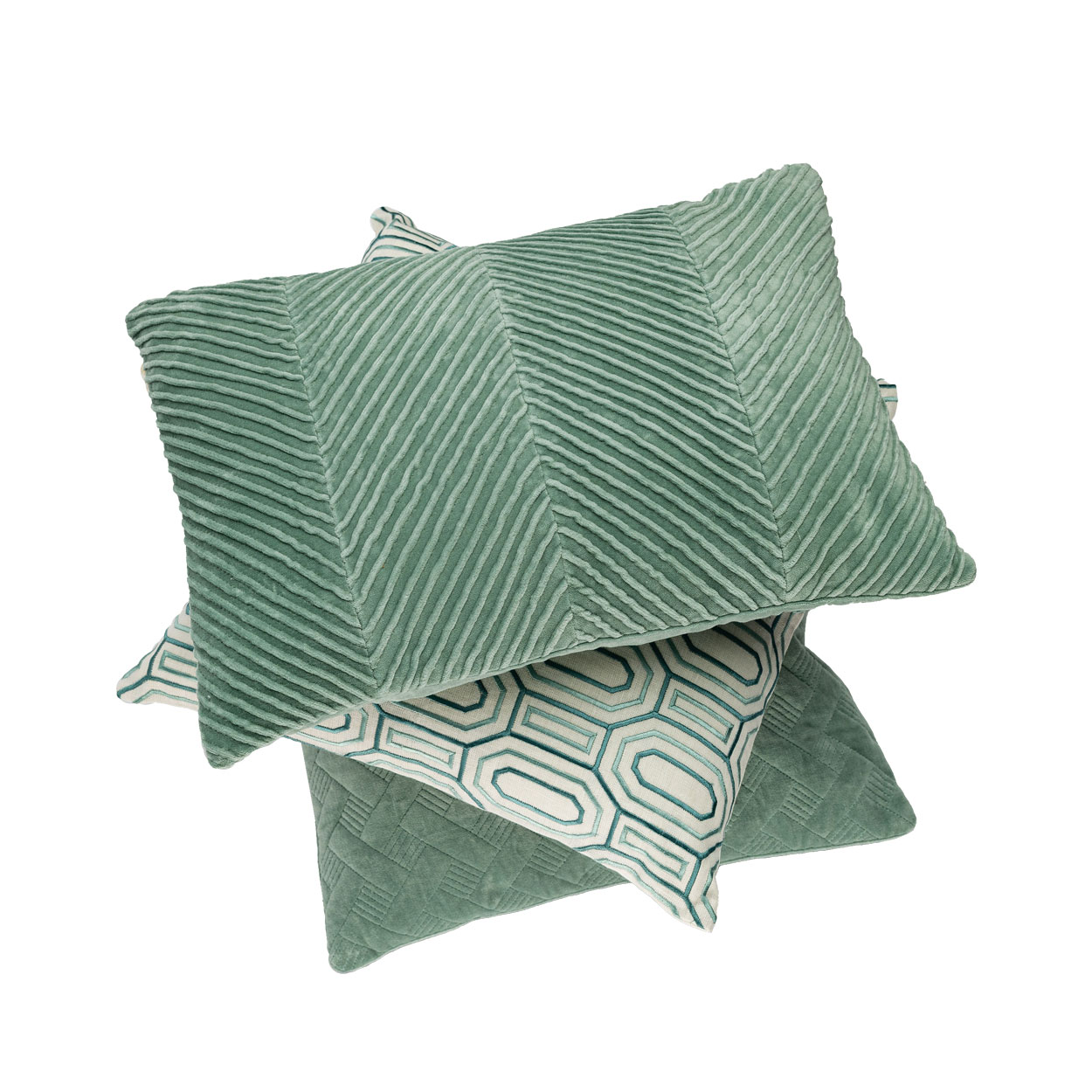 Kussen linnen Octagon white/seablue