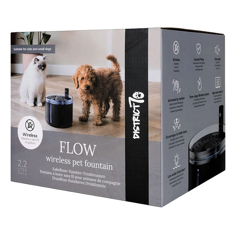 District 70 FLOW 2.2 L Draadloze Drinkfontein Hond Kat | Zwart | 15776.2