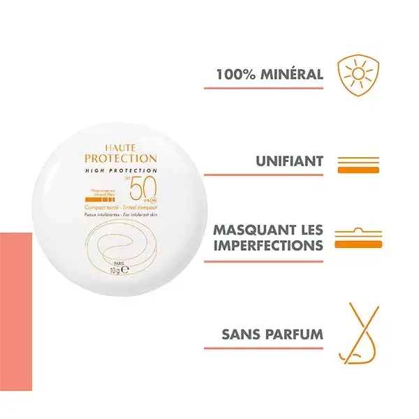 Protetor solar compacto com cor Avène High Protection, bege areia, FPS 50, 10g