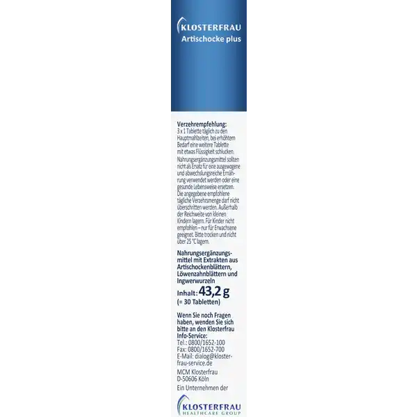 Artischocke plus Löwenzahn + Ingwer Tabletten