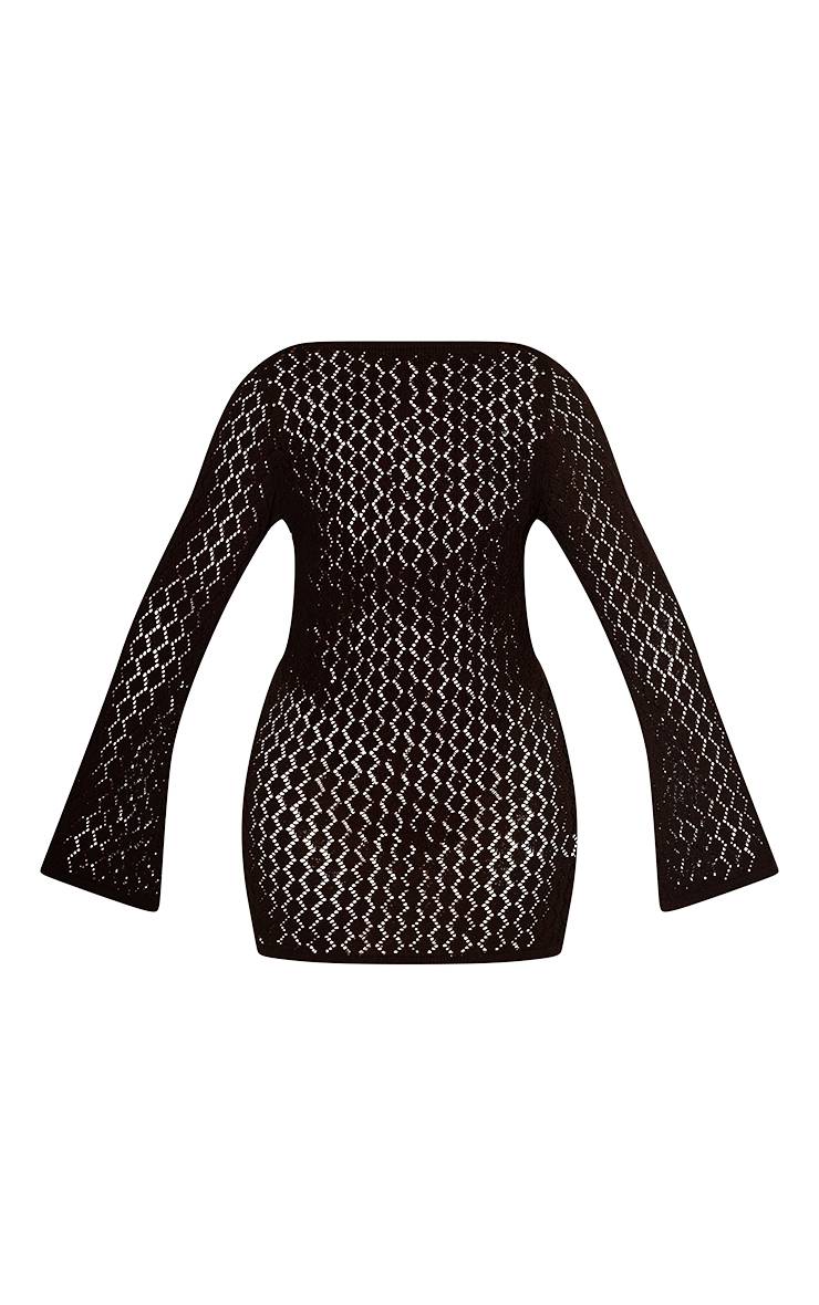 Noir Robe Mini Moulante En Crochet