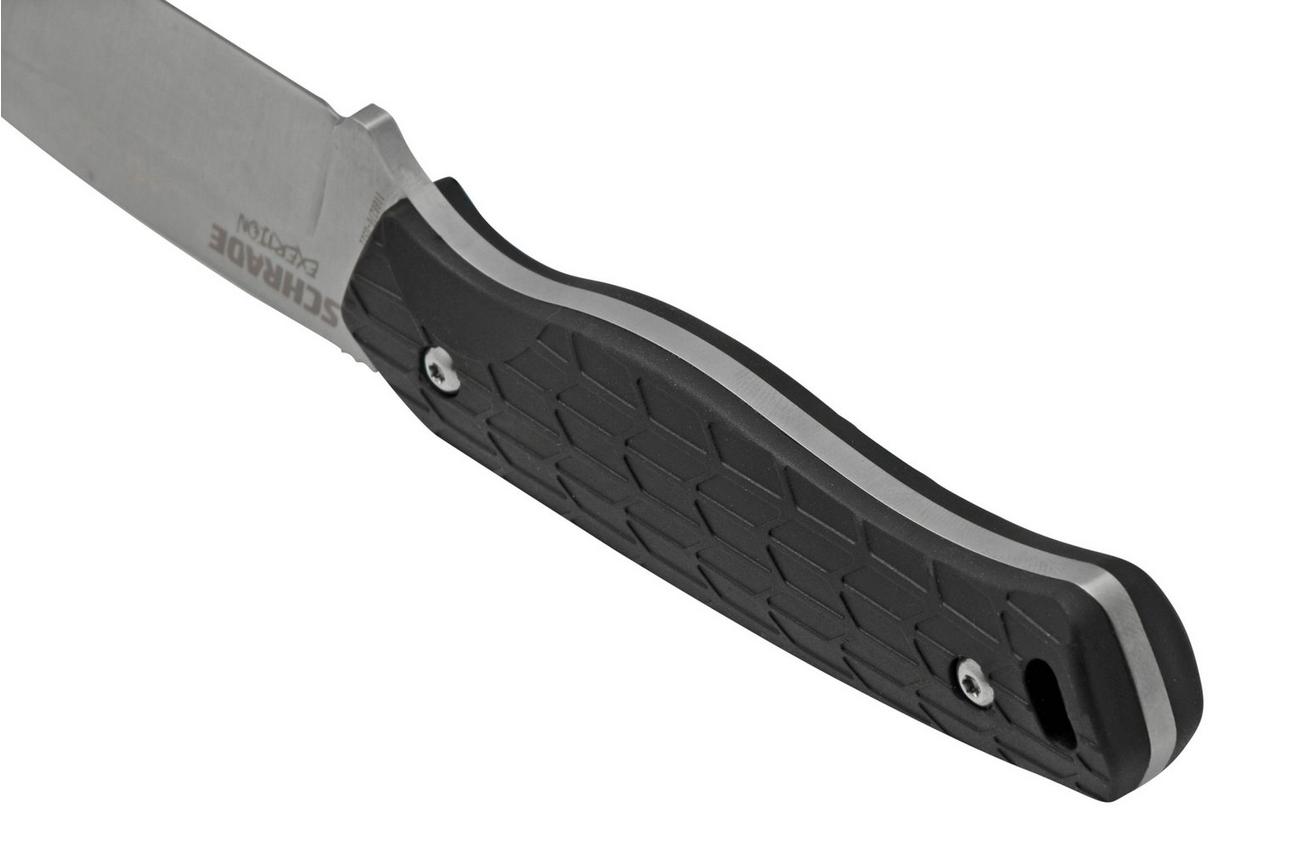Schrade Exertion Drop Point Knife 1159309, zwart vaststaand mes