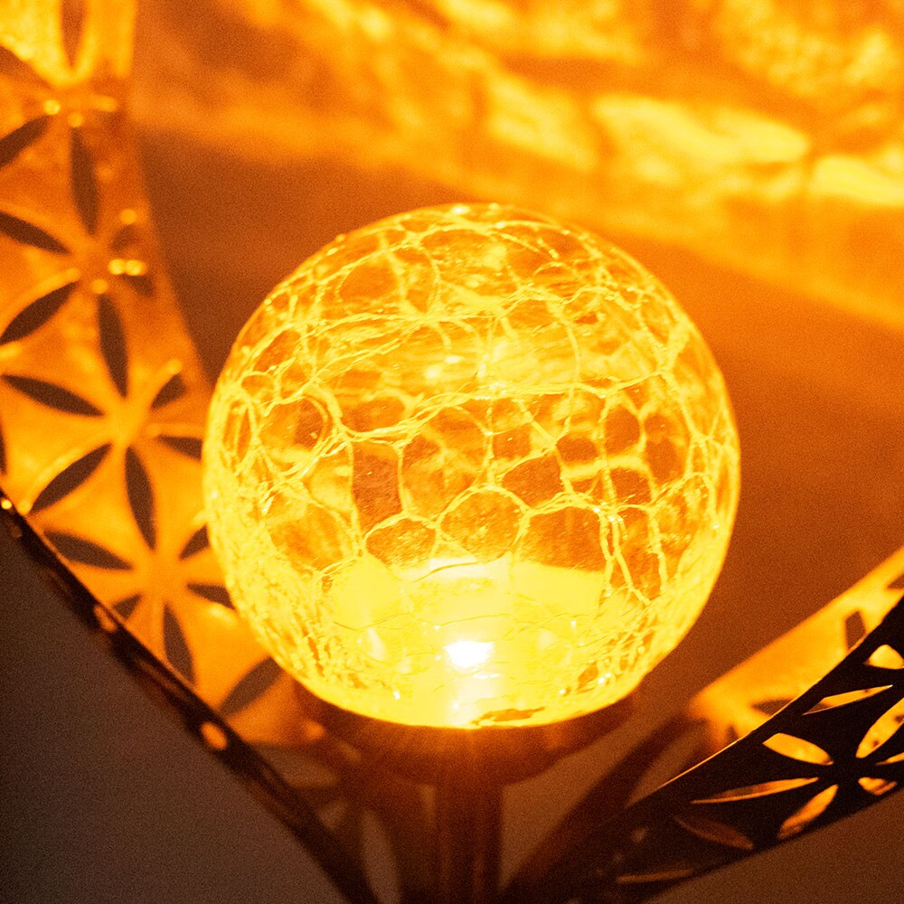 2x LED Solarleuchte, Flammen Design, silber, gelb, H 90 cm