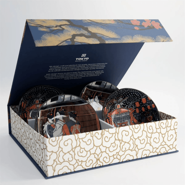 Tokyo Asakusa Kommen Geschenkset Geisha Matsuri 4pcs 14.8x7cm 550ml