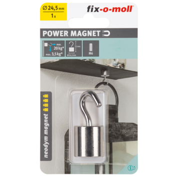 Magneet haak Neodymium zilver 24,5x52mm