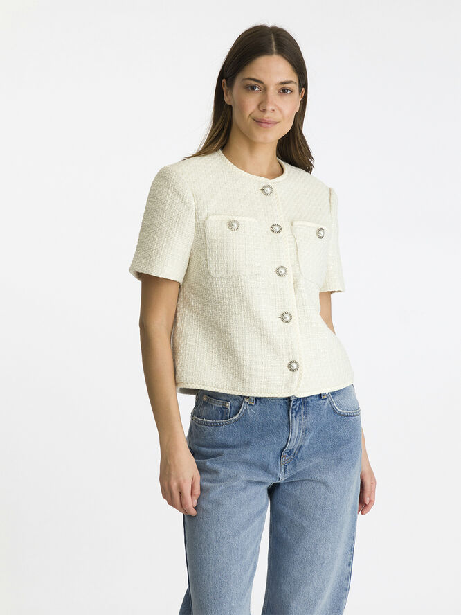 Neo Noir Leena Boucle Jacket Off white