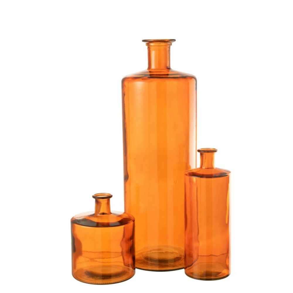 Vase large avec col en verre rouge 21x21x26 cm