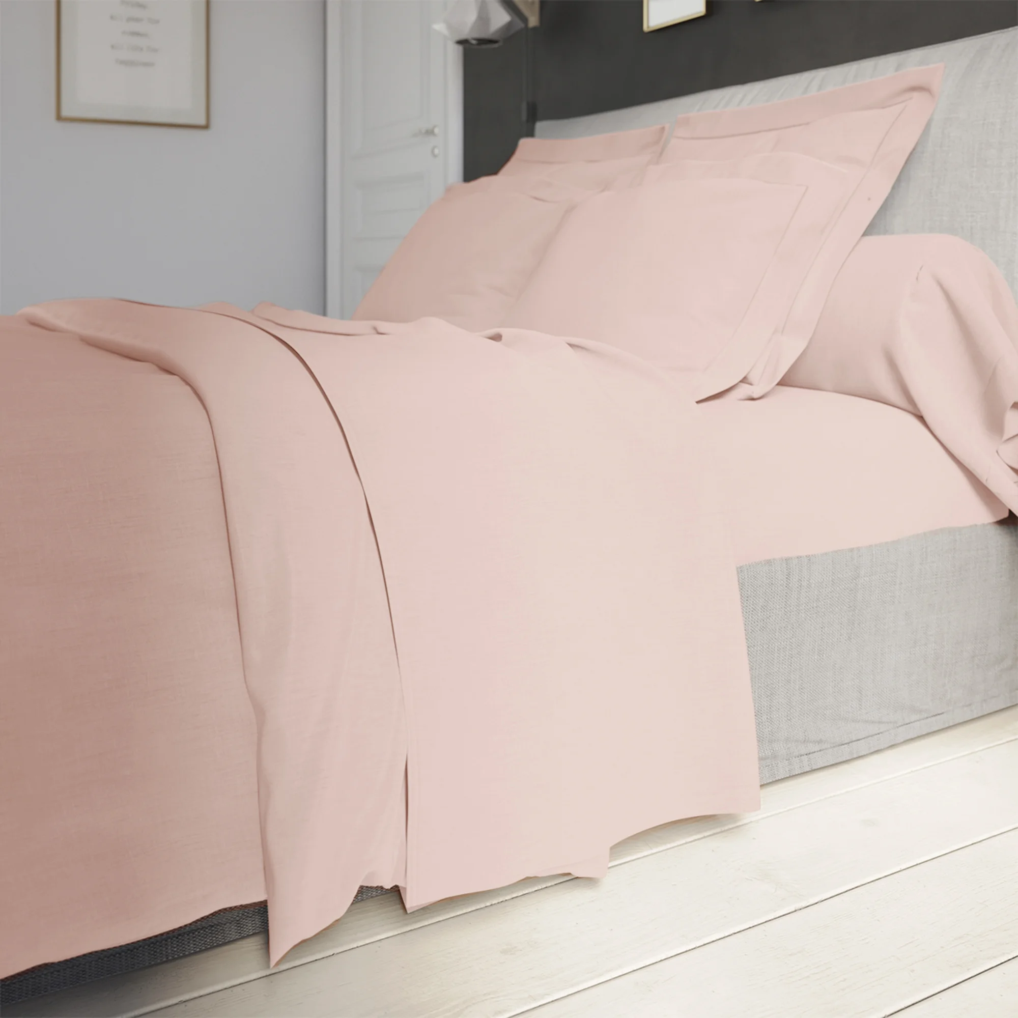 Housse de couette coton coloris rose