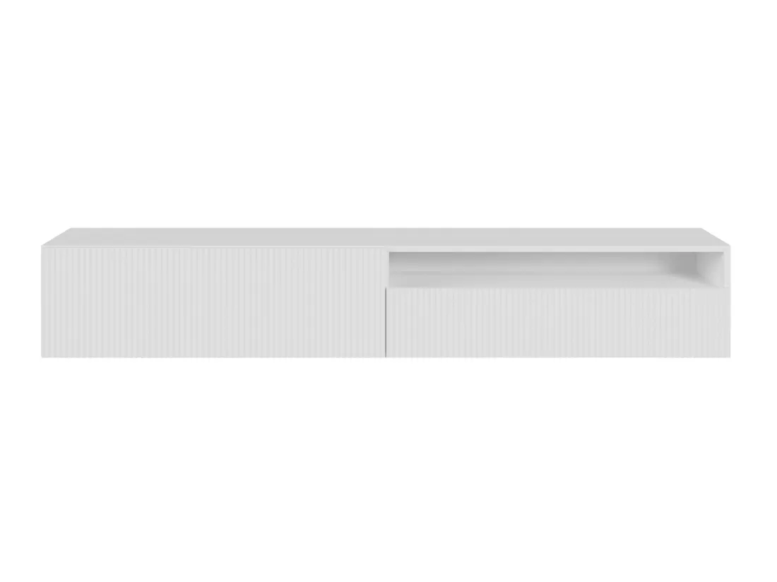 Meuble TV - 175 cm - suspendue avec niche - blanc - VELDIO