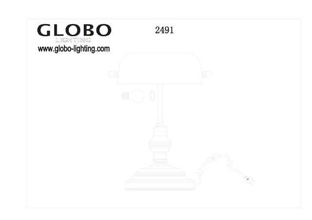 GLOBO Retrofit Tischlampe BANKERS messingfarbig /grün