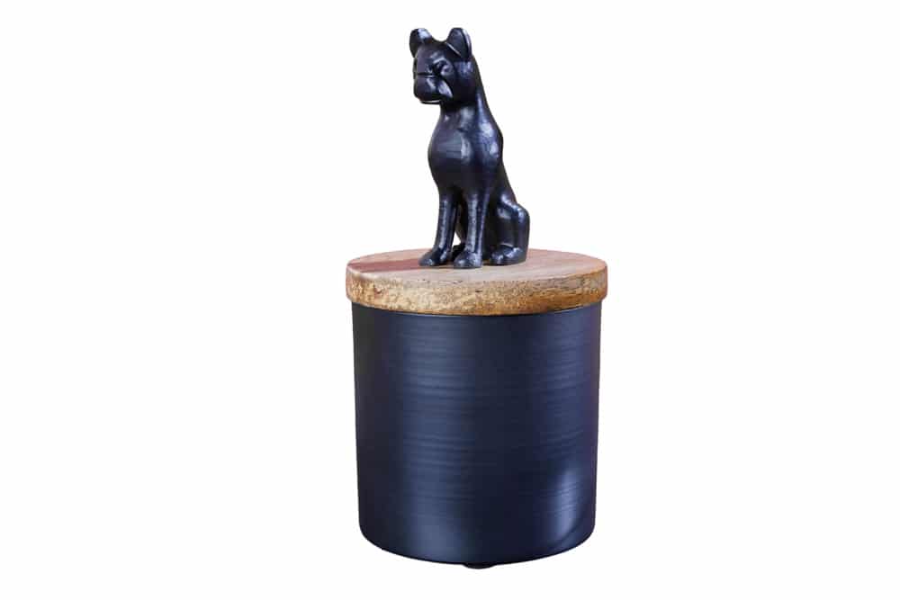 Design Dose PANTHER 20cm schwarz natur Mangoholz Panther-Figur Metall Dekoration
