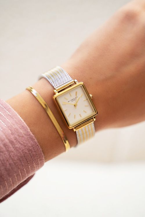 Vierkant horloge met multikleur schakelband