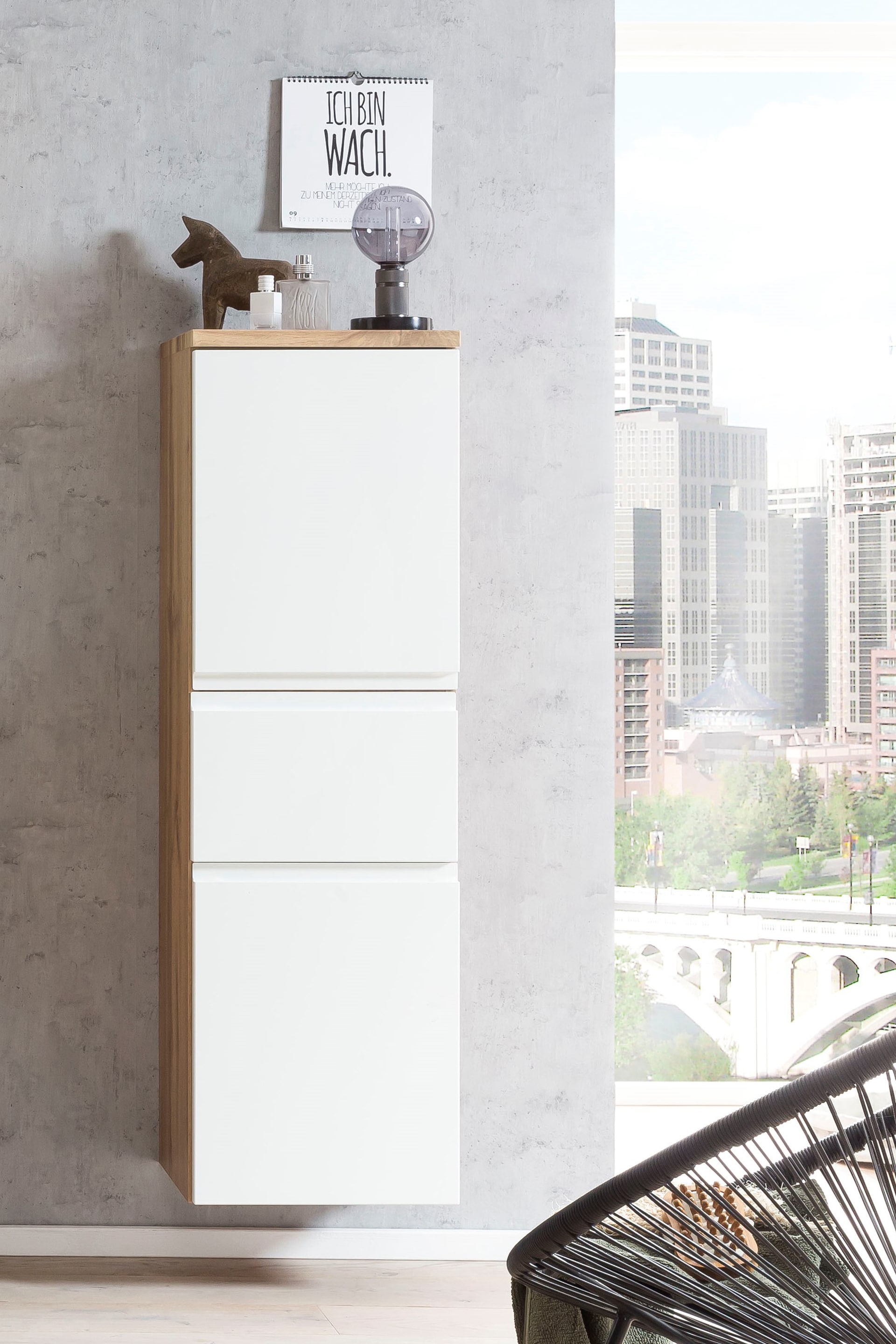 Midischrank Gent weiß/braun B/H/T 40x130x35 cm