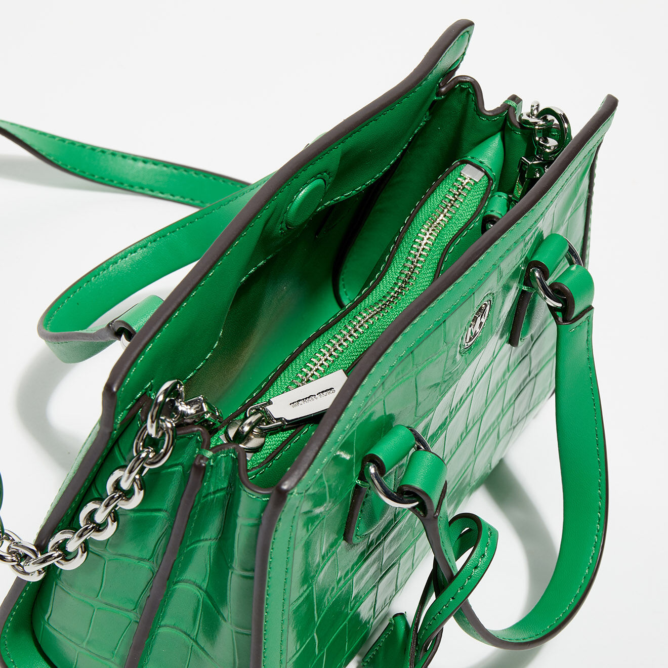 Michael Kors Sac à main en Cuir Chantal effet Croco vert - 20.5x15.5x9.5 cm