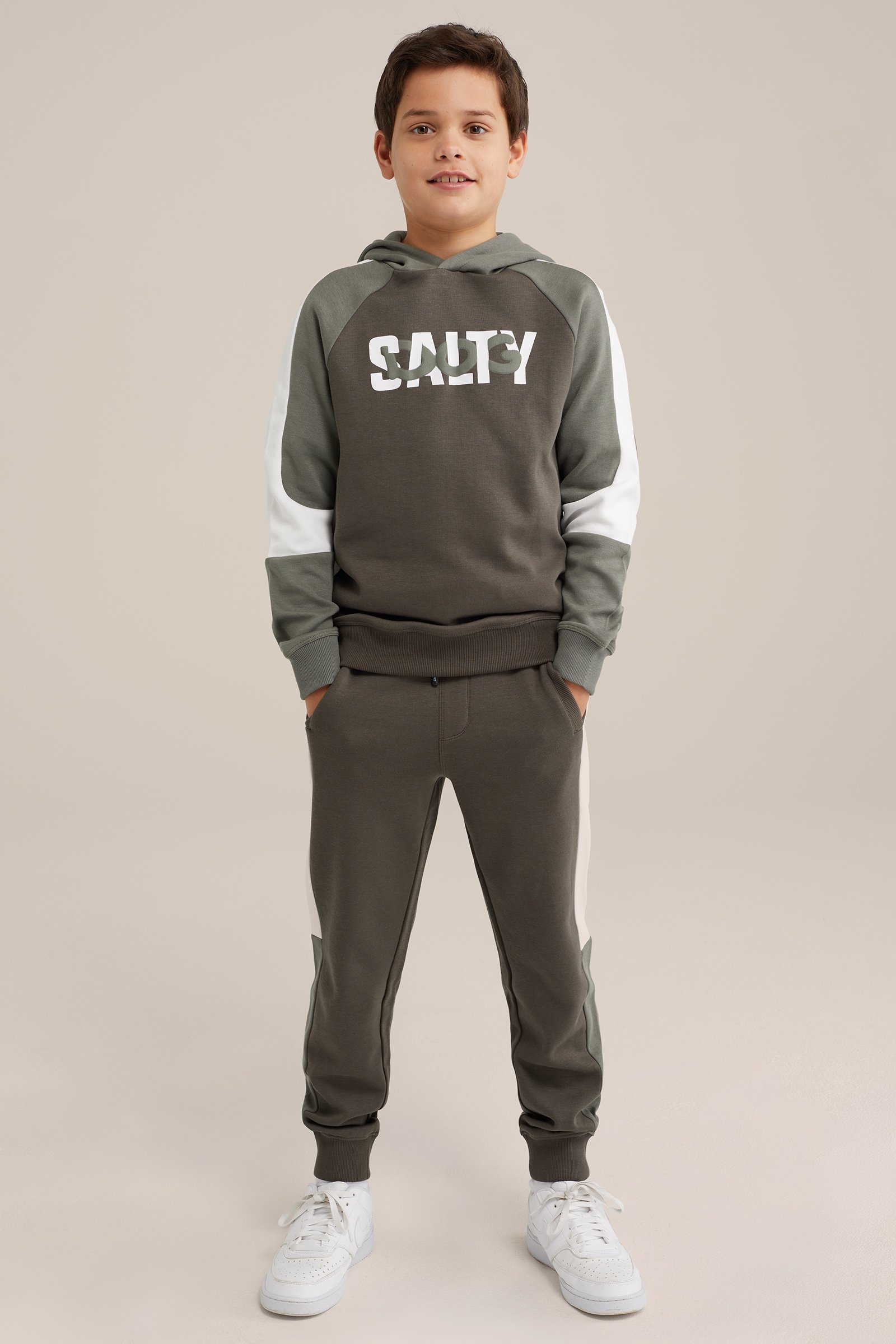 Jongens joggingsbroek met tapedetail Salty Dog Legergroen