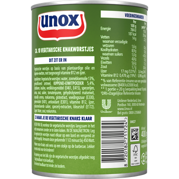 Unox Vegetarische Knaks 400 g