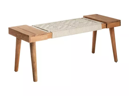 Banc en bois de manguier tissage Bertille