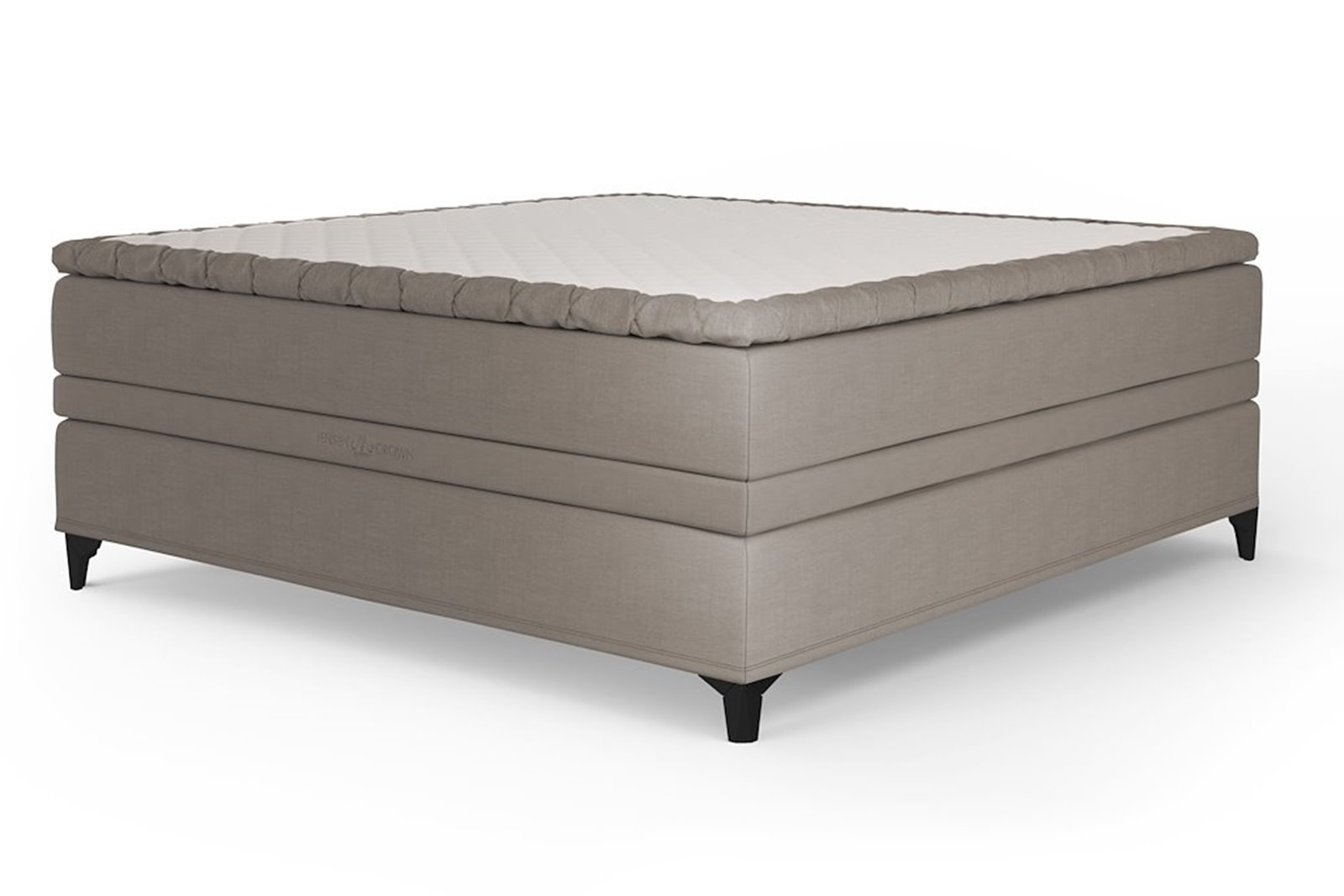 Majestic Crown Exact kontinental Med 2 Exact, tekstil 031 beige, medium/medium, Majestic overmadrass, Eicon ben 14 cm sort + støtteben