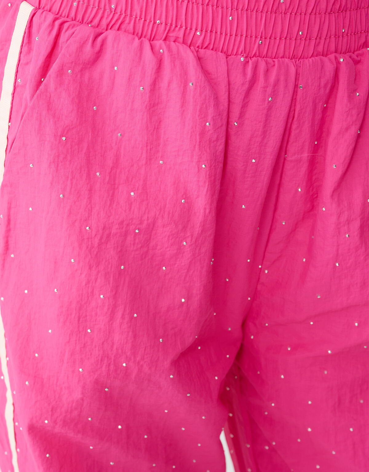 Strass Sporty Wide Leg Fit Broek Roze