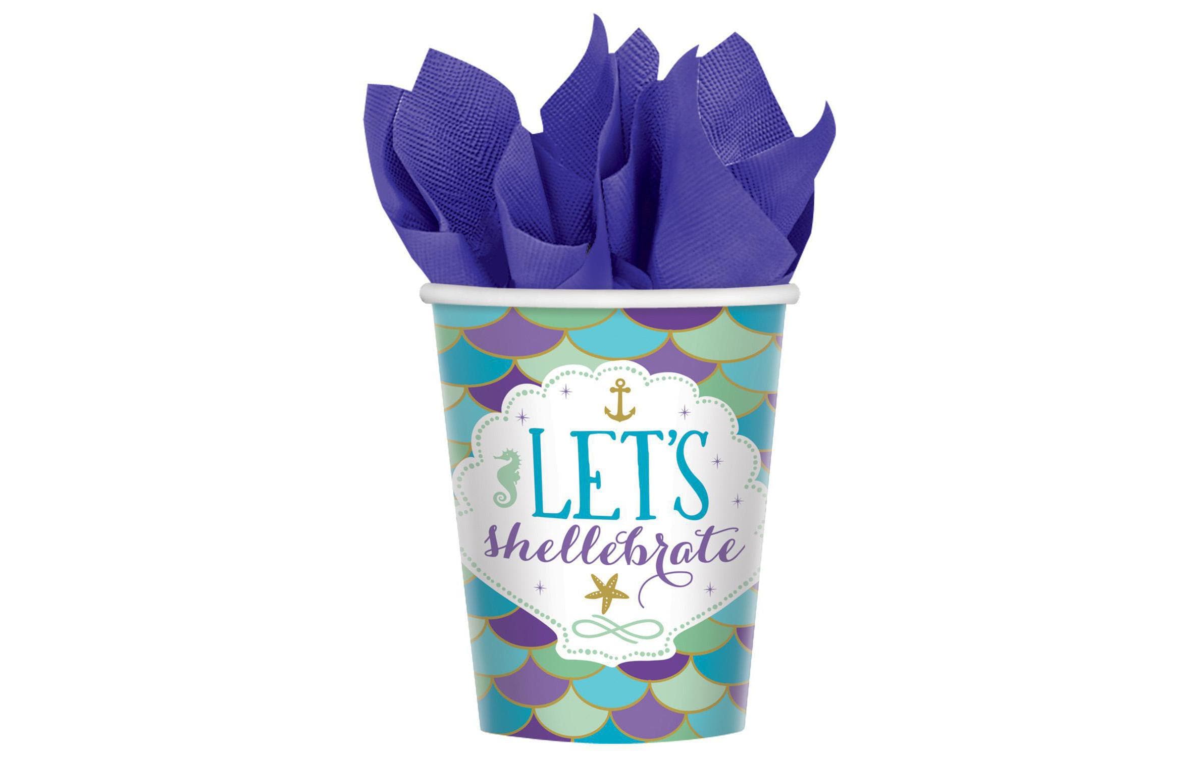 Einwegbecher Mehrjungfrau 266 ml 8 Stück, ViolettMeerjungfrau Becher