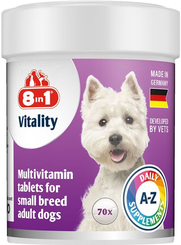 8in1 - Vitality - Multivitaminetabletten - 70 stuks - Aanvullende Voeding voor Honden van Kleine Rassen
