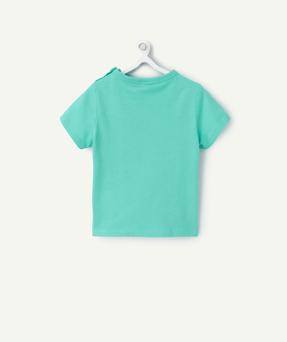 T-SHIRT À MANCHES COURTES BÉBÉ GARÇON EN COTON BIO VERT AVEC MESSAGE