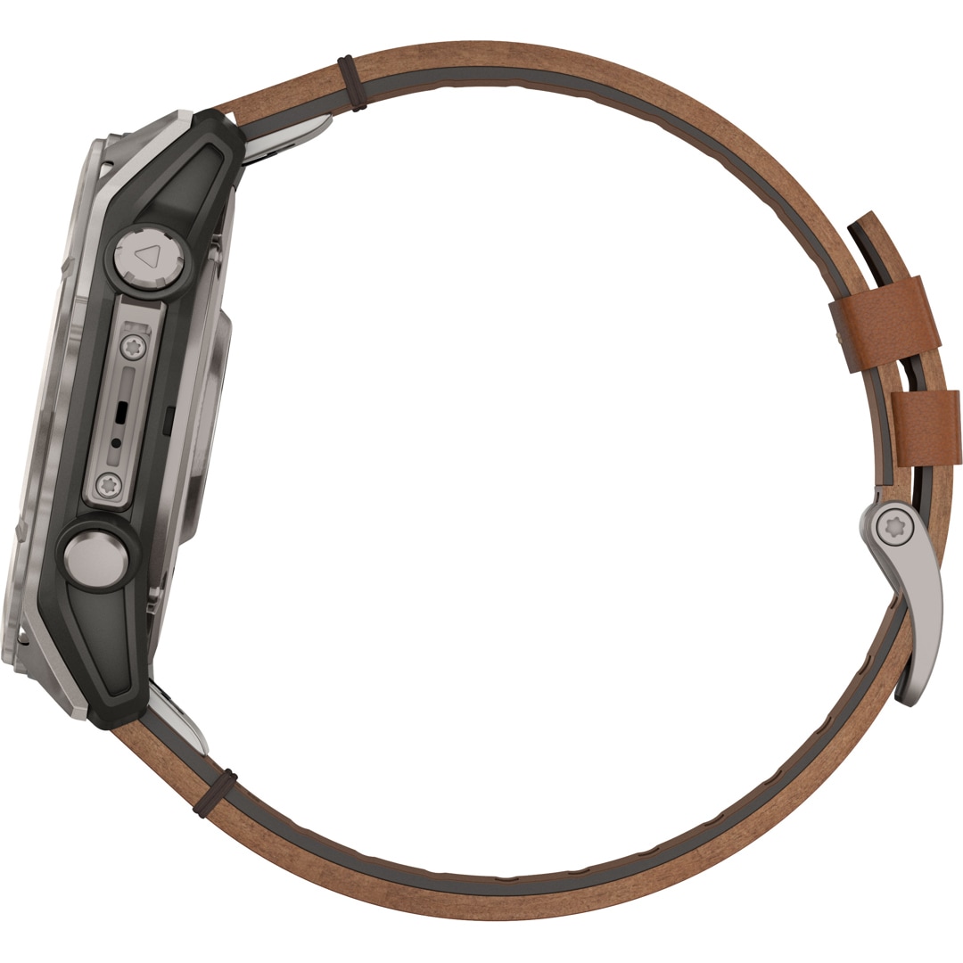 Garmin Fenix 8 - 51mm AMOLED Sapphire Graphit / Leder braun